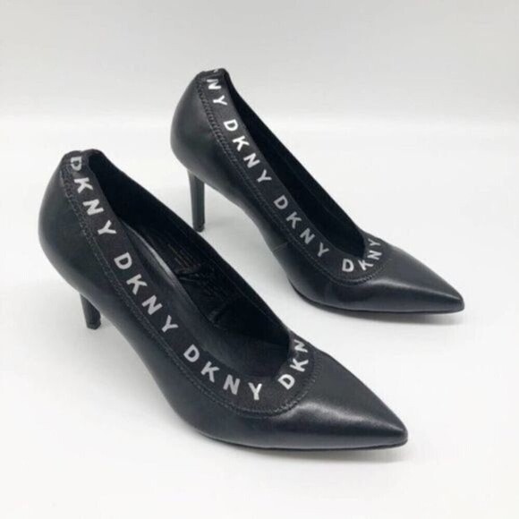 DKNY Katrina Black Pointed Toe Logo Heel  - Picture 2 of 8